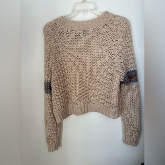 American Eagle cream stripe sleeve sweater M - Picture 12 of 12